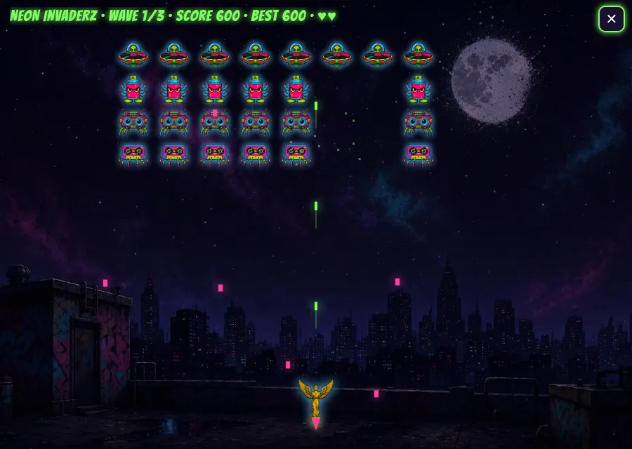 Neon Invaderz arcade game